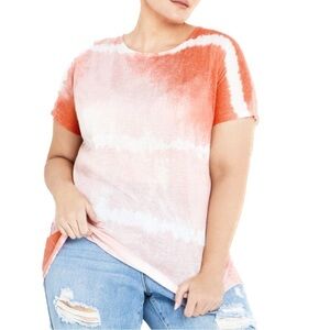 AVENUE 20W-32W Coral Braylee Tie Dye Top AA04.8